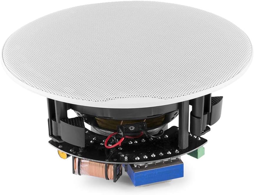 PD FCS5 5.25" Ceiling Speaker Flush Mount 2-Way Coaxial Installation Speaker, 80W Home Audio System, 100V Line & 8 Ohm, Magnetic Grille, Low Profile Design for Shop, Office, Kitchen & Home Use