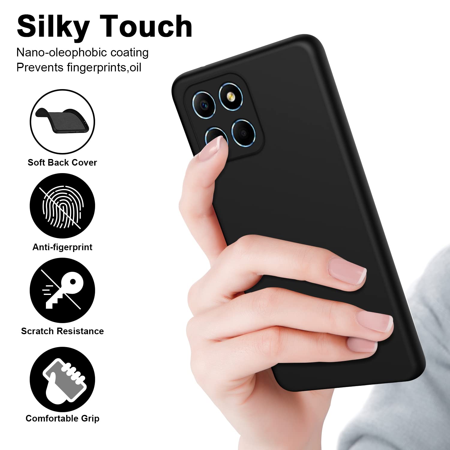 Dedux Cover per Honor X6 / Honor X8 5G, Custodia Trasparente Gradiente Protettivo TPU Case, Ultra Sottile Rinforzo a Quattro Angoli Cover (Nero/Oro