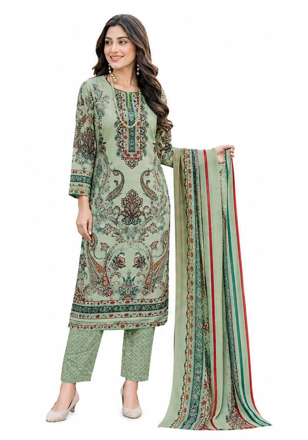 Unstitched Multicolor Crepe Printed Salwar Suit Material-image-49