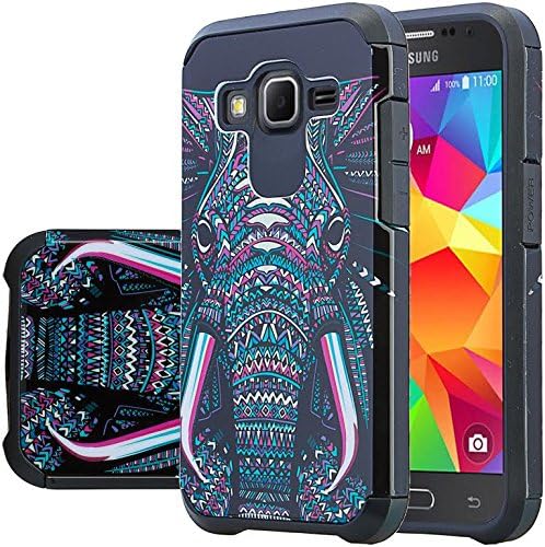 Galaxy Wireless Shock Absorption Hybrid Dual Layer Armor Defender Protective Case for Samsung Galaxy Core Prime - Tribal Elephant Hybrid