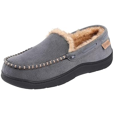 Zigzagger Men's Moccasin Slippers Memory Foam House Shoes, Indoor and Outdoor Warm Loafer Slippers