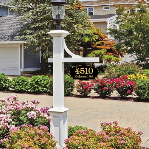 Image of Hanging Address Sign, Custom House Number Sign, Mailbox Numbers for Outside | 13 Inch Metal Address Plaques, Single or Double Sided, Super Reflective, Display Your Address and Street Name