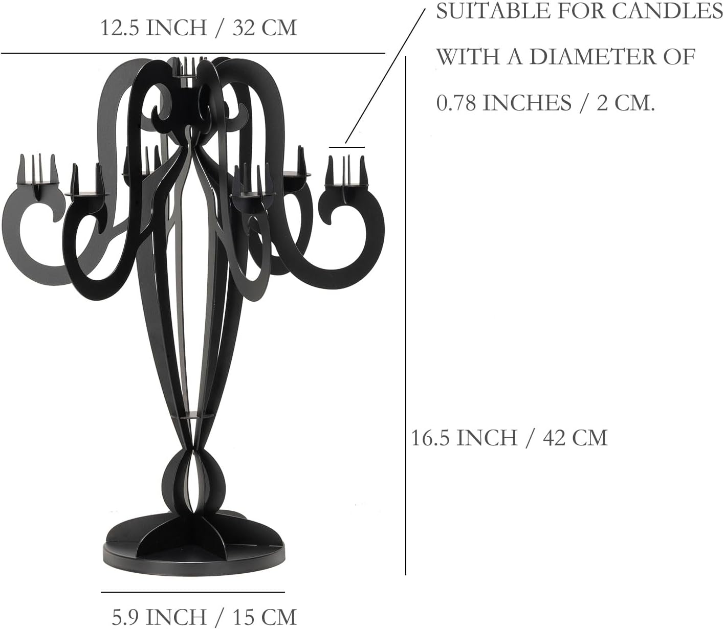 AIM & GGKK 7 Arm Black Metal Candelabra Candle Holders – Elegant Taper Candle Holders, Classic Candlestick Holder, Decorative Candelabra Centerpiece for Table & Home Decor
