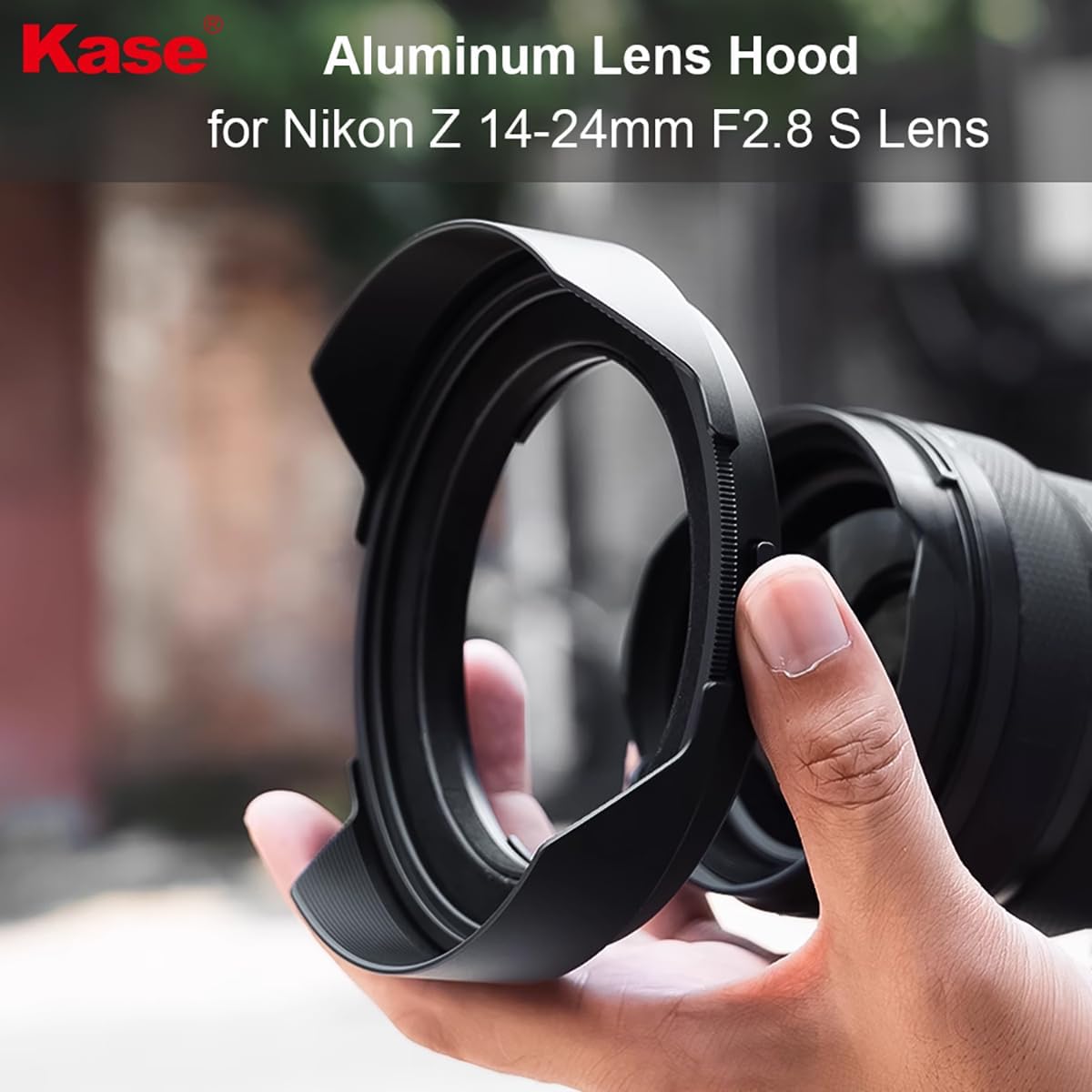 Kase Aluminum Lens Hood with 112mm Magnetic Filter Adapter Ring + Plastic Rear Lens Cap for Nikon Z 14-24mm F2.8 S Lens