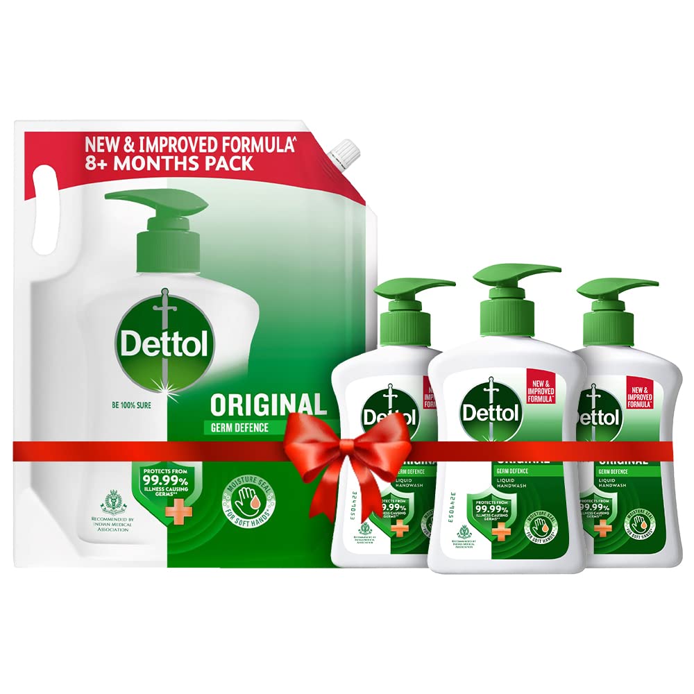 Dettol Liquid Hand wash Refill Original -1500 ml & Liquid Handwash Dispenser Bottle Pump - Original Germ Protection Hand Wash(Pack of 3-200ml each)| Antibacterial Formula|10x Better Germ Protection-image-48