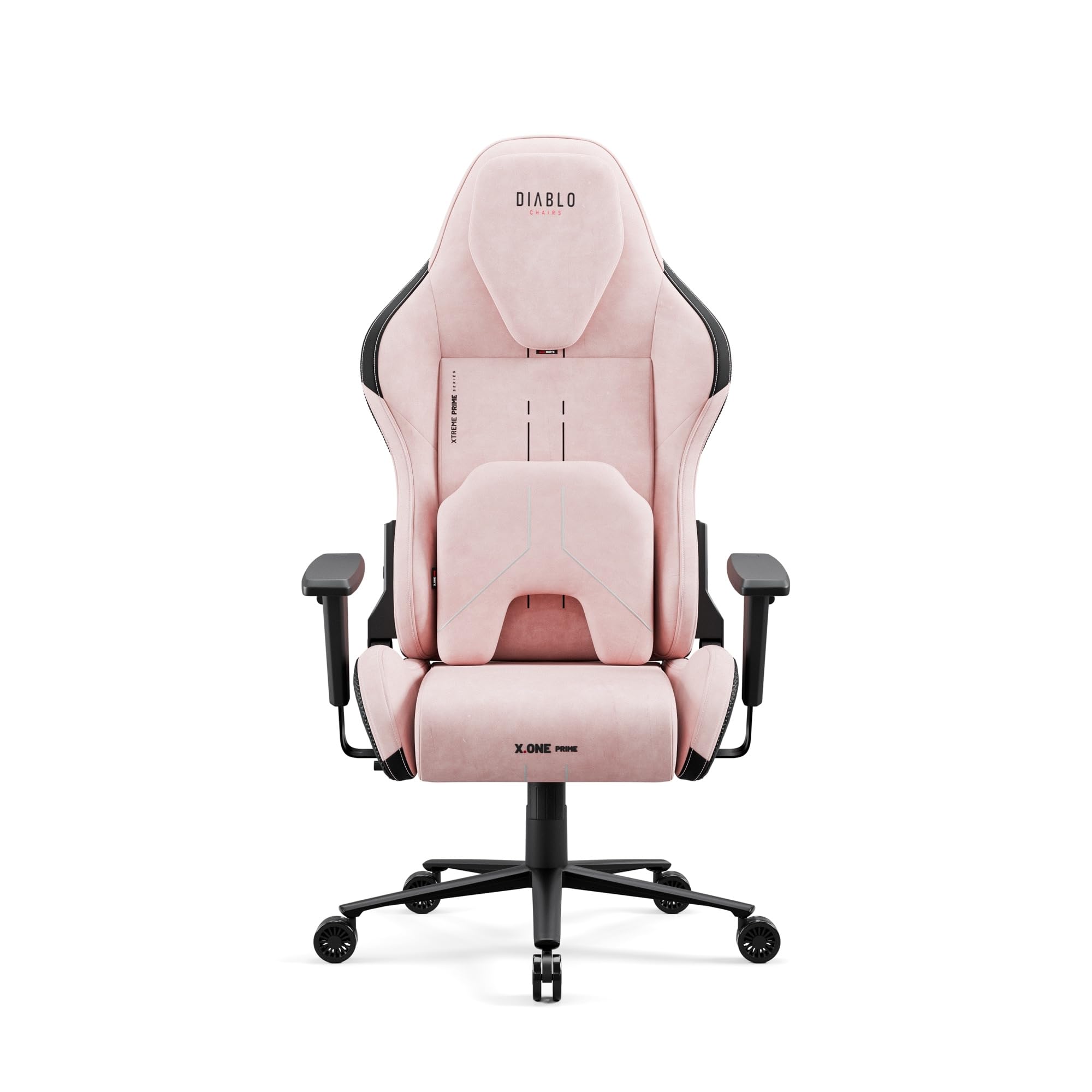 Diablo Gaming Stuhl Stoff X.One Prime Gamer Stuhl Ergonomisch mit Magnetische Kopfstütze und Kühlender Sitz Robuste Metallbasis, Höhenverstellbare Armlehnen Pc Stuhl, Gaming Chair 140 kg Akira Pink
