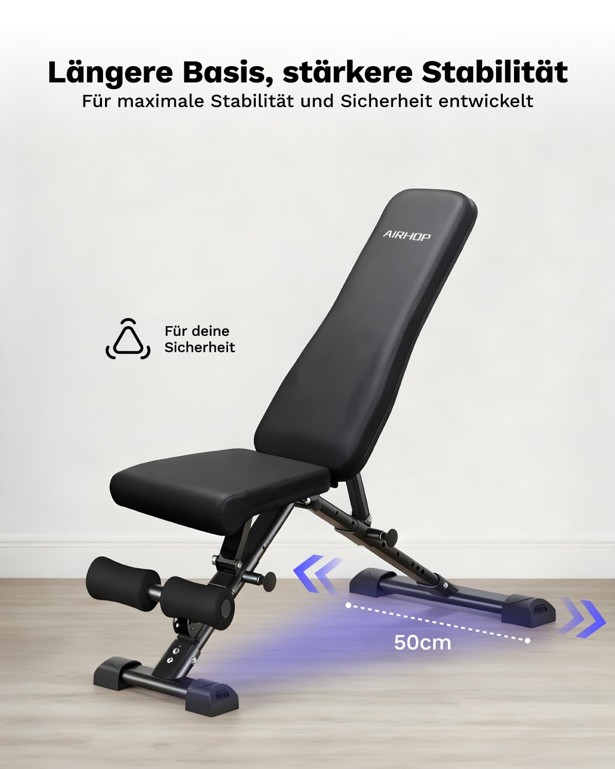 AIRHOP Hantelbank Klappbar Verstellbar, 9 in 1 Multifunktions Trainingsbank Schrägbank & Flachbank für Zuhause, 400kg Belastbarkeit, Platzsparende Fitnessbank zum Bankdrücken und Sit Up