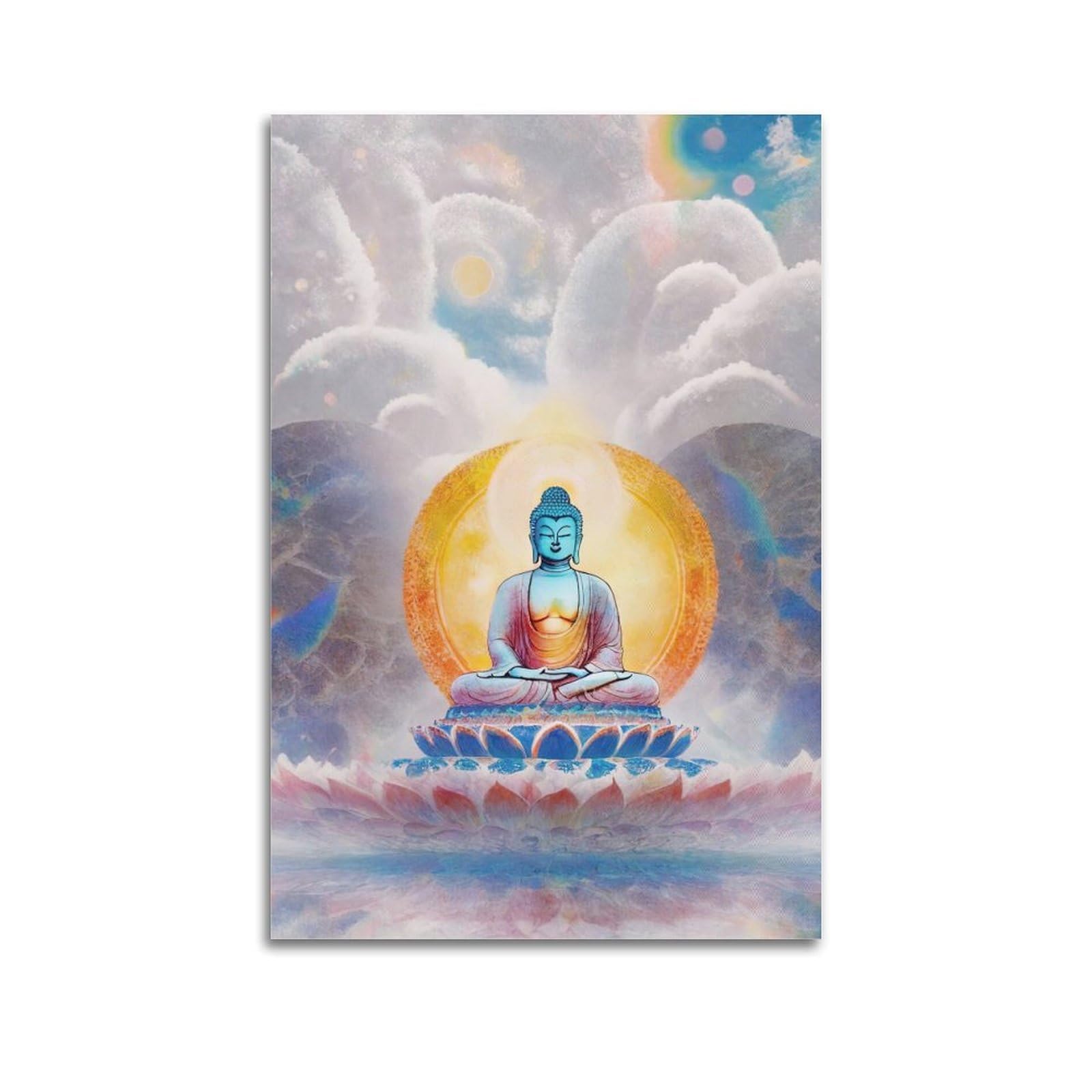 XKUGA Indian Buddhism Poster Zen Spiritual Buddha Venerable Modern Decorative Canvas Prints - Ideal Wall Art for Family, Man Cave, Game Room, Boys & Girls Bedroom 24x36inch(60x90cm)