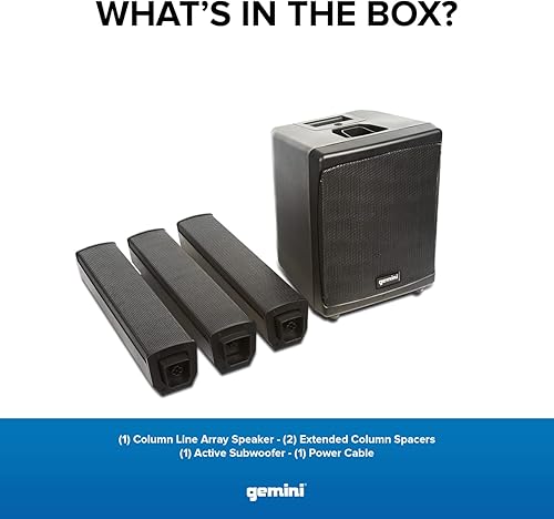 Miniatura 6 de Gemini Sound WRX-843 Audio Profesional Bluetooth 78" pulgadas de alto línea de columna Array PA Altavoces, 8" pulgadas subwoofer, 3000W W Clase D