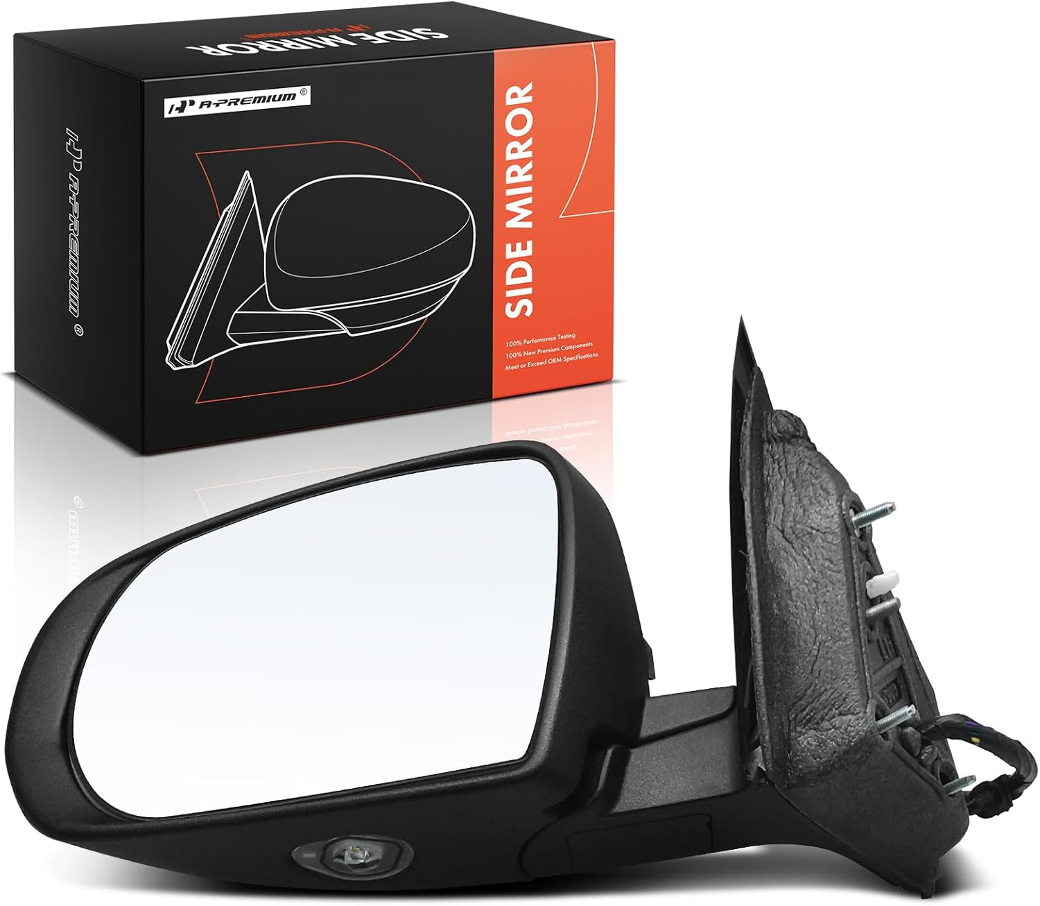 A-Premium Driver Side Power Door Mirror - Compatible with Jeep Cherokee 2014 2015 2016 2017 2018 - Heated Power Folding Black Outside Rear View Mirror w/Turn Signal Puddle Light Blind Spot Detection
