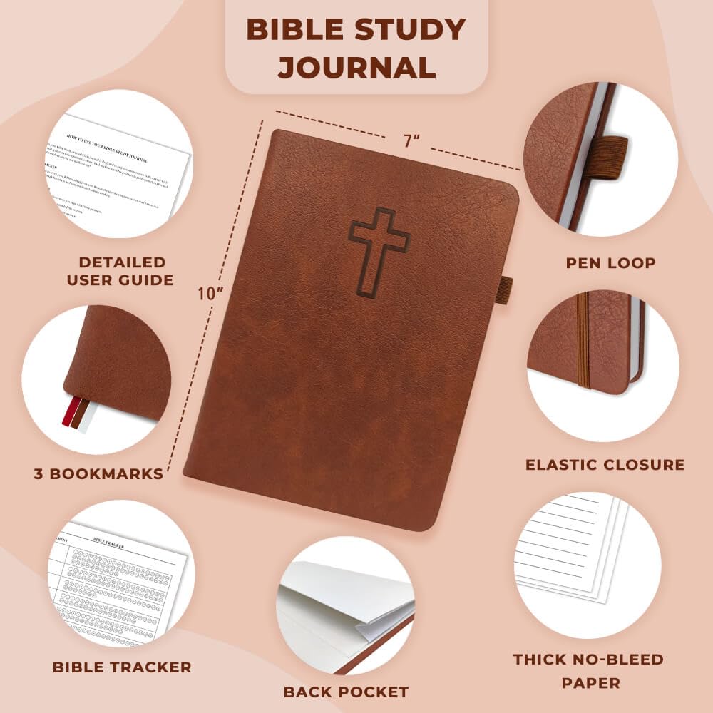 JOTFLY Diario de estudio bíblico, cuaderno de notas de la iglesia para tomar notas y reflexionar, cuaderno de estudio bíblico guiado, regalos religiosos basados en la fe y suministros de estudio