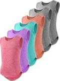 5 Pack Girls Athletic Tank Tops Active Dry Fit Kids Activewear Basic Sleeveless Dance Top for Yoga Sports