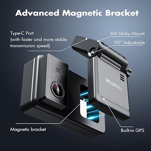 Miniatura 5 de Cámara de tablero dual 4K frontal y trasera, Wi-Fi GPS, pantalla táctil IPS de 3 pulgadas, grabadora de conducción de cámara de automóvil con visión