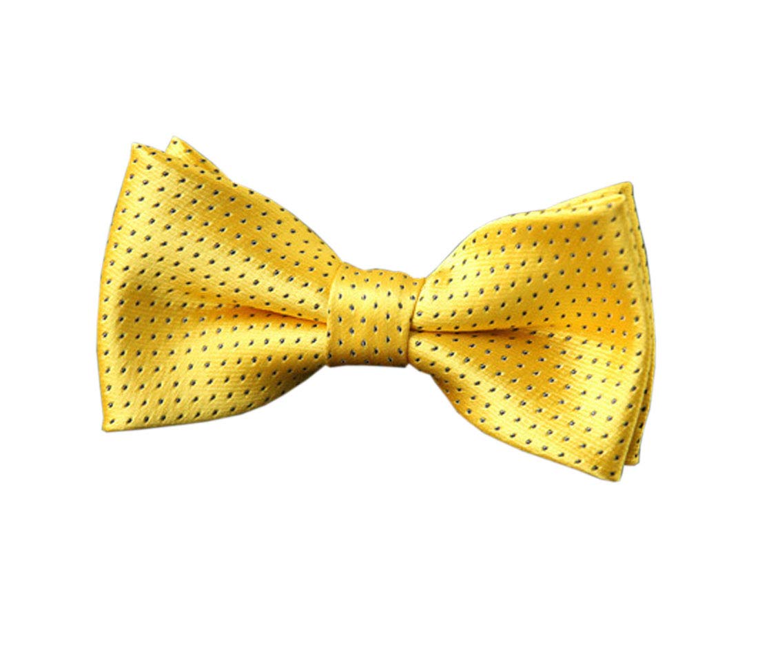 ACVIP Kids Boys Polyeser Woven Jacquard Pre-Tied Bow Ties Dress Shirt Suit Bowtie (Yellow Dots)