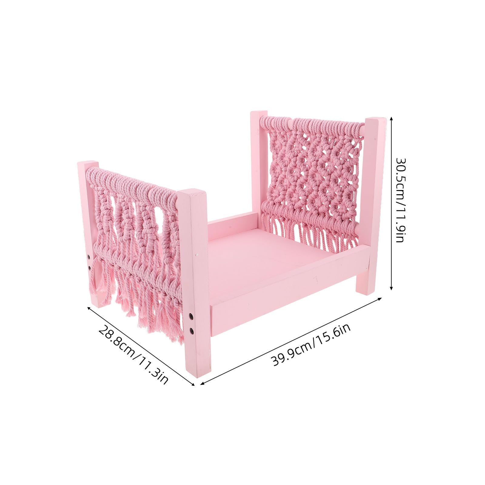 Alipis Cama de Madera para Fotografía de Recién Nacidos Decoración Artística de Flecos, Portátil y Cómoda para Sesiones de Fotos de Bebés en Estudio