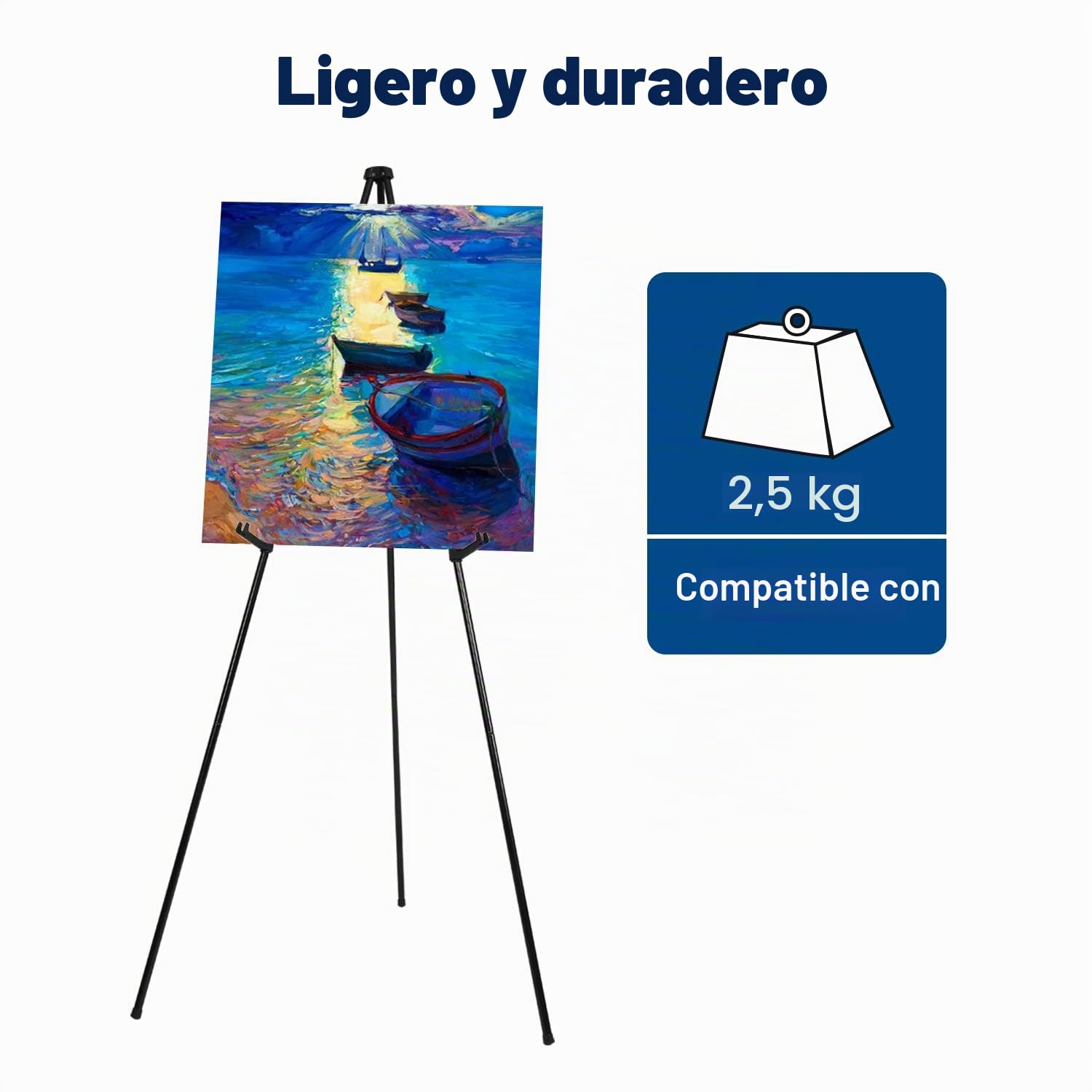 Caballete plegable trípode portátil negro caballete de exhibición ajustable de metal ligero, base 160 cm, para ferias comerciales, presentaciones, carteles, exhibiciones de arte