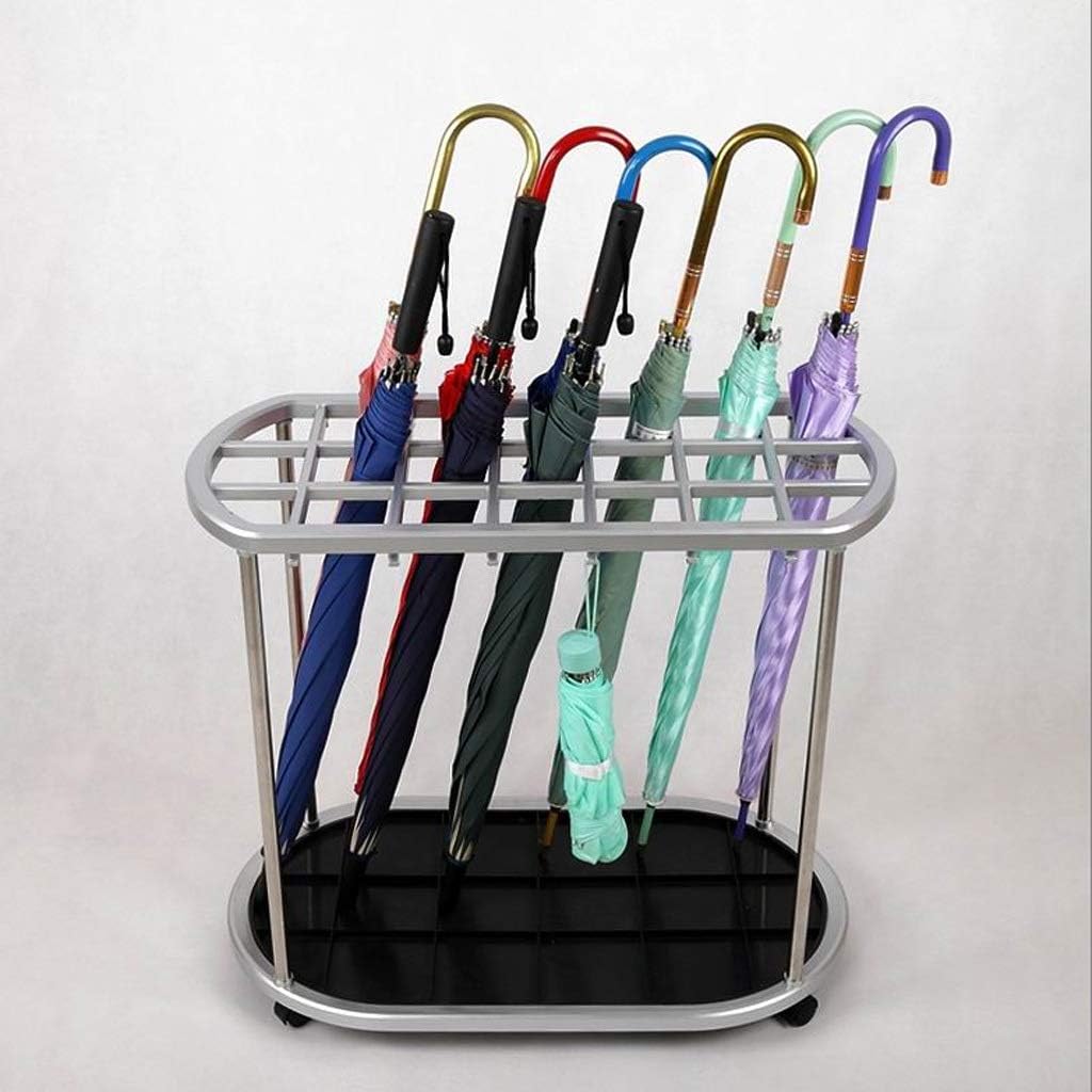 Black Metal 21 Slot Freestanding Umbrella Stand Holder Storage Rack with 12 Hooks and Removable Base Drip Tray