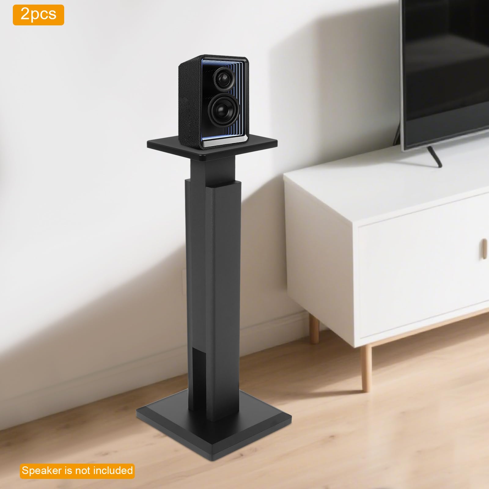 Juego de 2 patas de altavoces ajustables, 65-85 cm, soportes de altavoz, soporte para altavoz de MDF chapado premium, carga 30 kg, base ampliada para Home Cinema Bars, salas privadas KTV