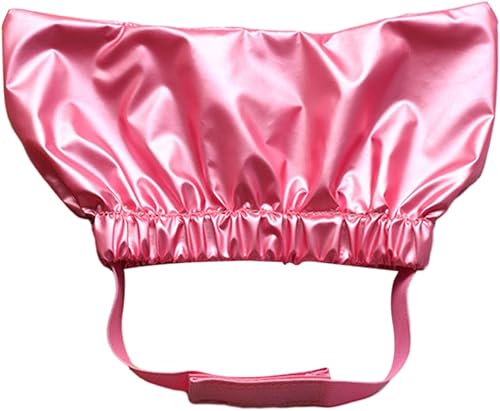 Pet Shower Hat Easy-to-use Grooming Accessory Waterproof with Adjustable Fastener Tape Anti-Ear Water Hood for Cat Rose Red S