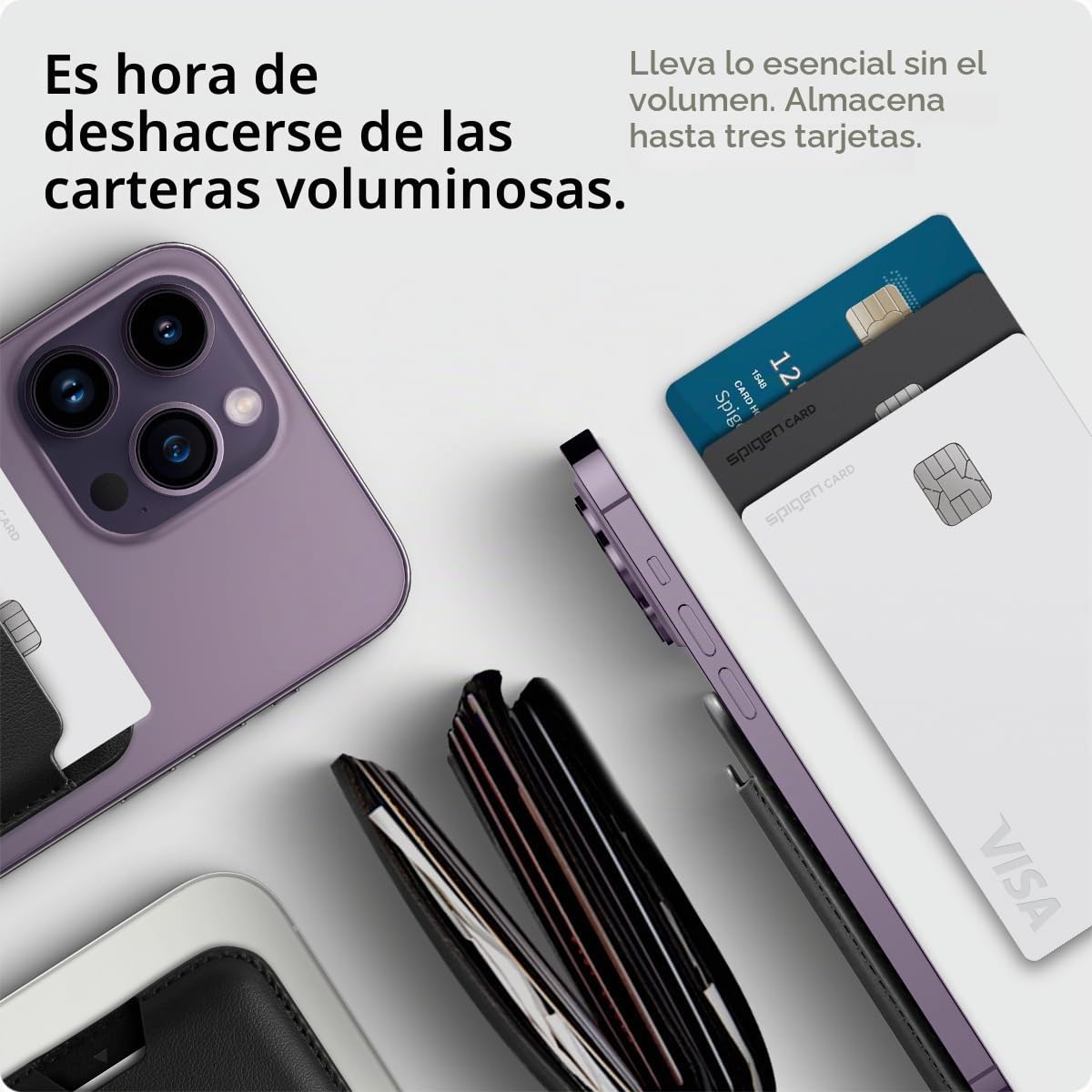 Spigen Cartera MagSafe Valentinus MagFit Cartera Magnética 3 Tarjetas Funda Diseñada para MagSafe Compatible con los Modelos iPhone 17/16/15/14/13/12 Series - Negro