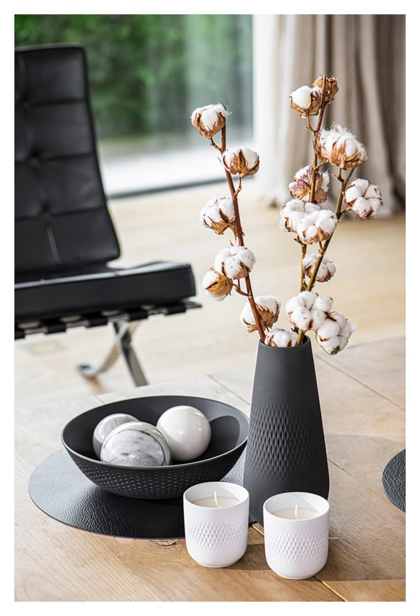 Villeroy & Boch - Manufacture Vaso Carré Alto Nero, Vaso Moderno, Ceramica, Porcellana Premium