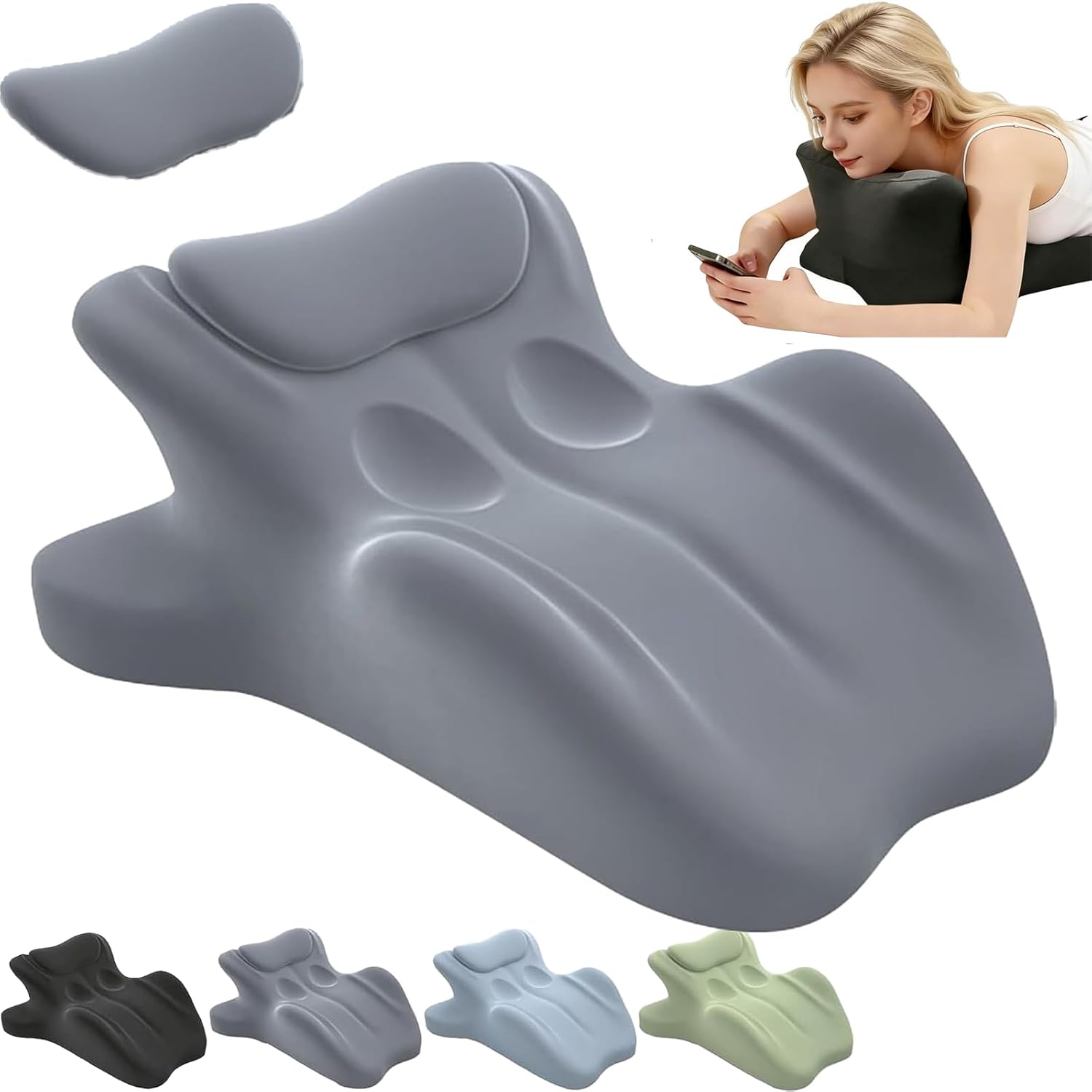 JOYO Ergonomic Memory Foam Couples Pillow - Intimacy Pillow Cushion for Lumbar Support, 27° Angled Support for Neck and Waist, Multi-Position Support Pillow for Home Bedroom (Grey)