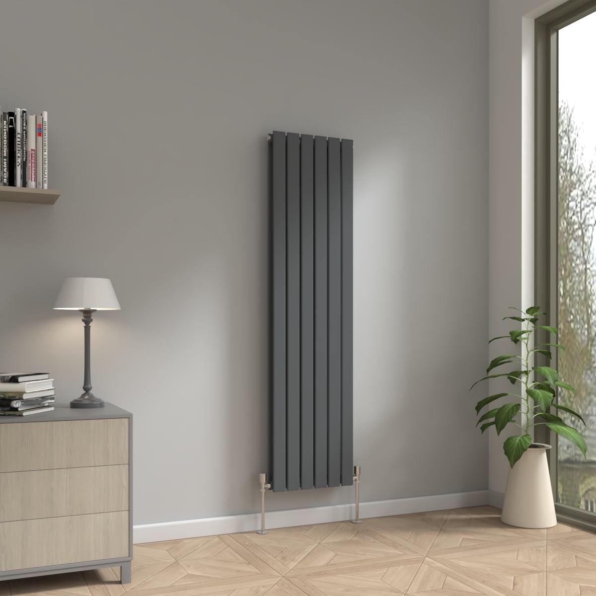 Nrg 1600 X 408Mm Vertical Column Designer Radiator Double Flat Panel Heater Central Heating Rads