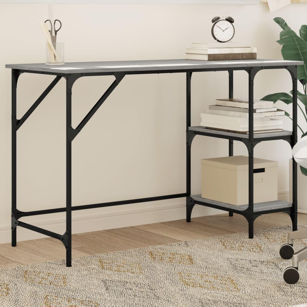 Bureau 120 x 50 x 75 cm métal bois gris sonoma table informatique