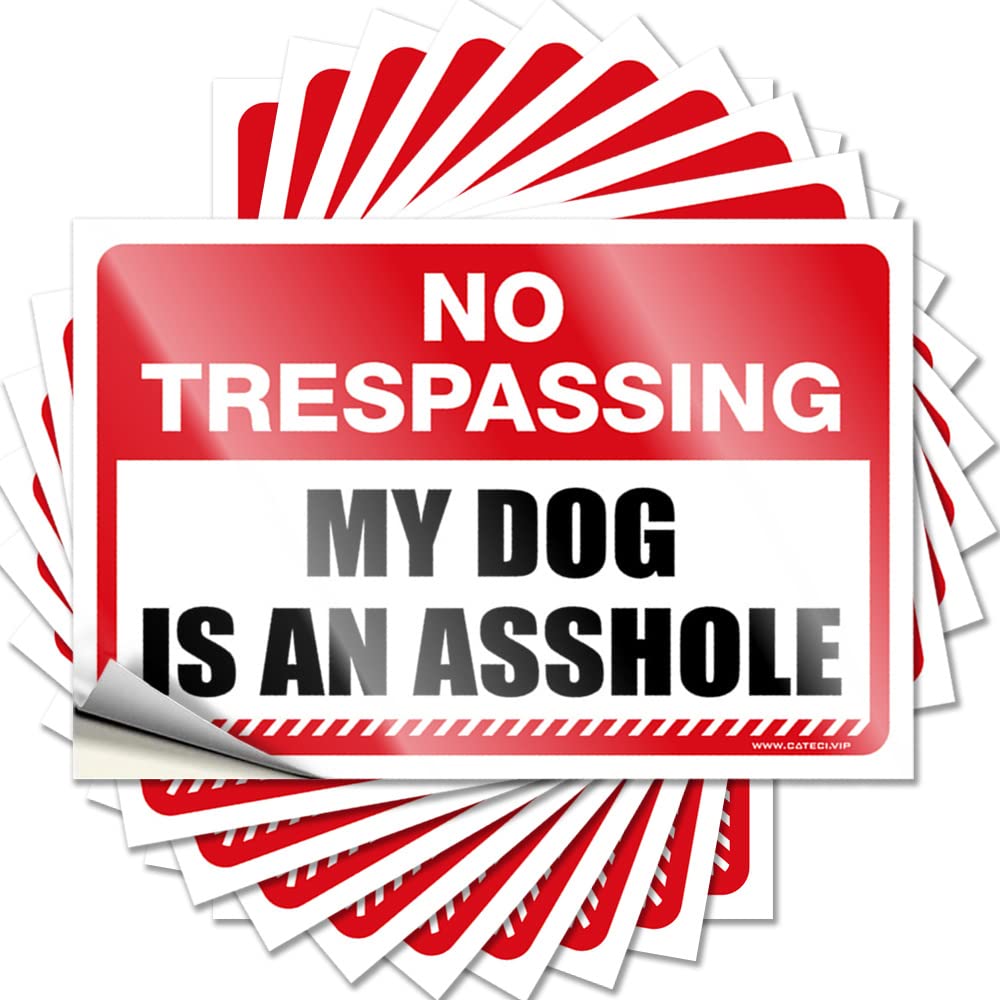 Stickers for Car No Trespassing My Dog is an Ass-le Funny Sticker 10 Pcs Funny Stickers for Cars Car Stickers for Windows(12X18CM)