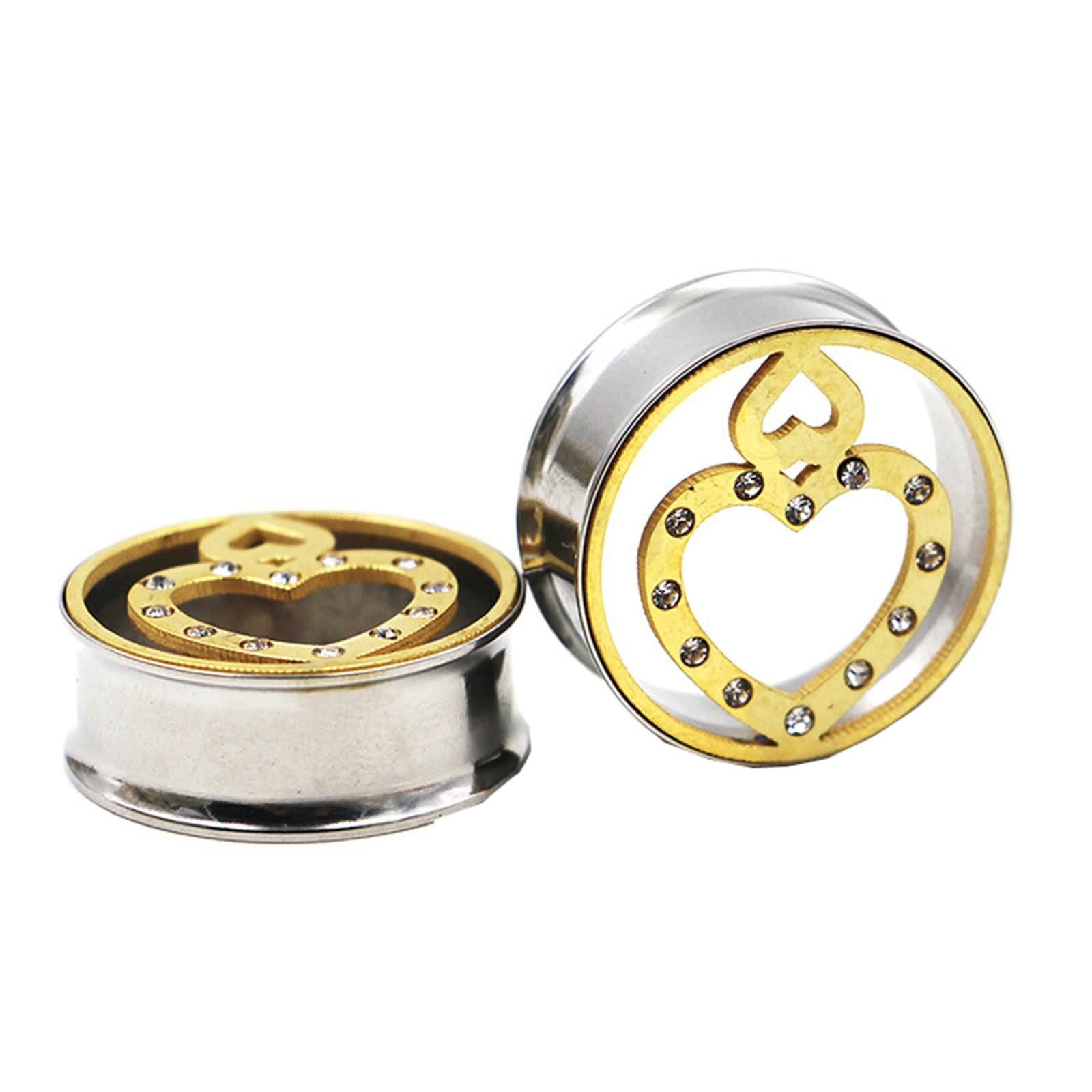 Daesar Tunnel 8-25MM, Ohr Plugs Edelstahl Herz mit Zirkonia Ohrringe Piercing Ohrr Tunnel set