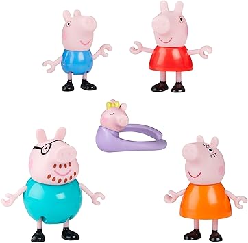 PEPPA PIG Peppa's Family of Five with Baby Evie, Poseable Figures Hold Hands, Preschool Toys for Girls and Boys 3 and Up