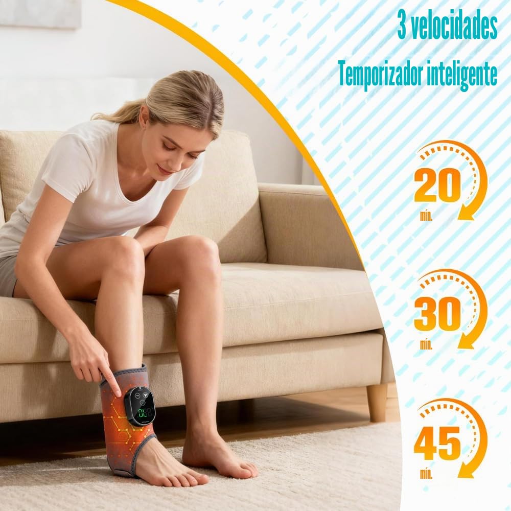 Masajeador de Pies Electrico, Recargable Foot Massager, con 3 Modos, 6 Niveles de Calor, Masajeador Eléctrico para Tobillos, Talones, Plantas, Empeines