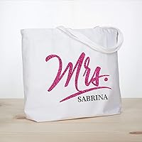 Vista 7 de ELEGANTPARK Bolso de hombro grande con monograma blanco personalizado para boda, despedida de soltera