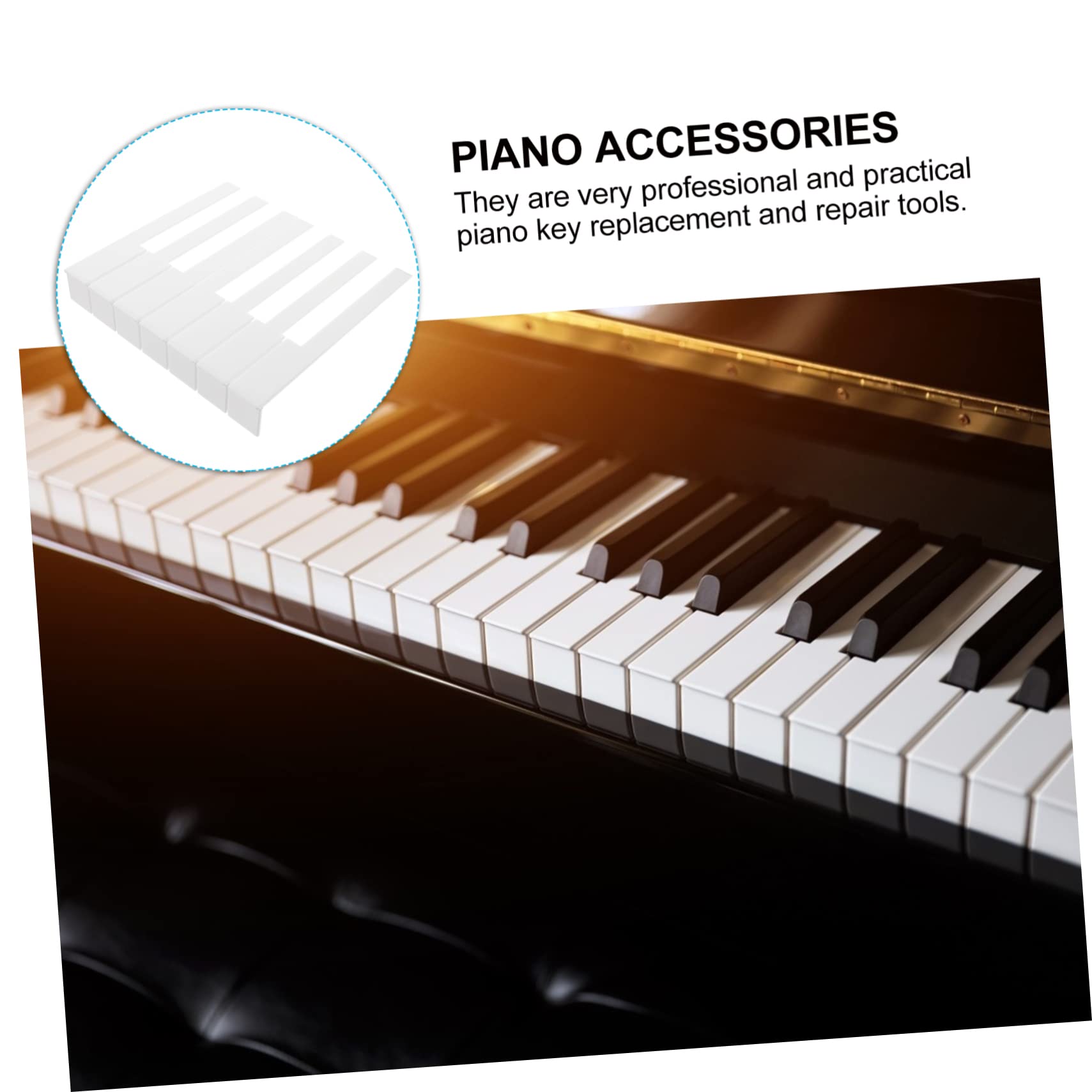 Kisangel Kit 52 Pezzi Tasti di Ricambio Pianola per Pianoforte Verticale in Acrilico Strumenti Riparazione Professionale e Uso Personale