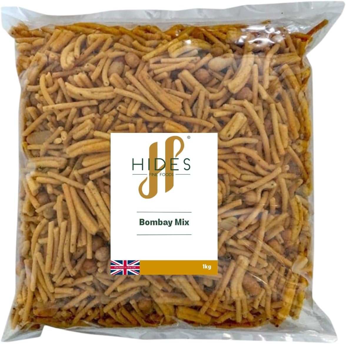 Hides Fine Foods - Bombay Mix 1kg - Suitable for Vegetarians - GMO Free - Snacking - Indian Snack Mix - Bar Snack - Perfect for Parties - Mixture of Noodles Lentils Peanuts