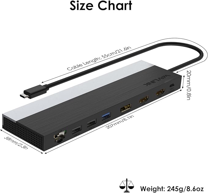 WAVLINK USB C Docking Station, Hub Triple Display PD 85W, 12 en 1 miniatura 7