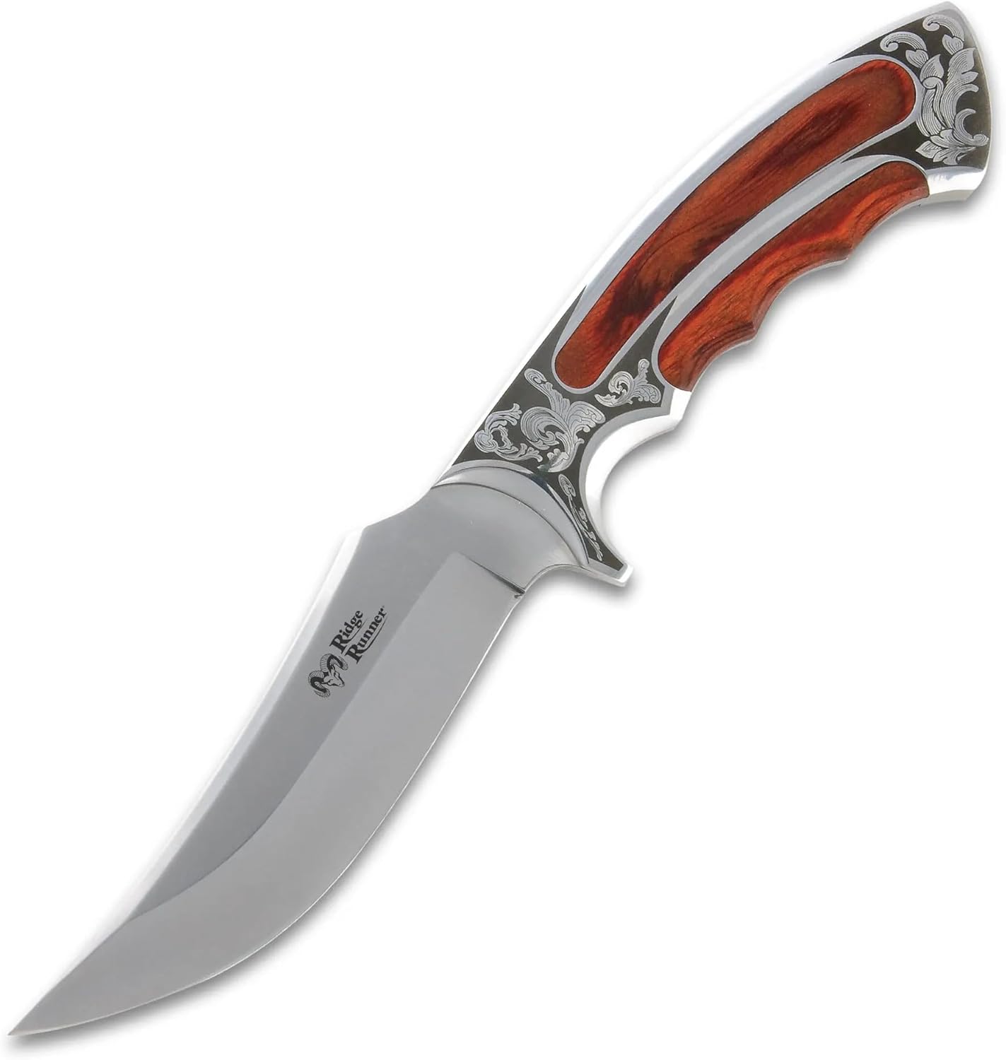 Ridge Runner Executive Wooden Fixed Blade Knife | Full-Tang Stainless Steel Blade | Polished Wood Handle | Everyday Carry | Outdoor Utility Knife with Sheath