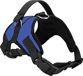 Pedigone Dog Belt Padded Dog Harness Adjustable Neck Strip & Chest Strip Dog Harness (Blue, Large)