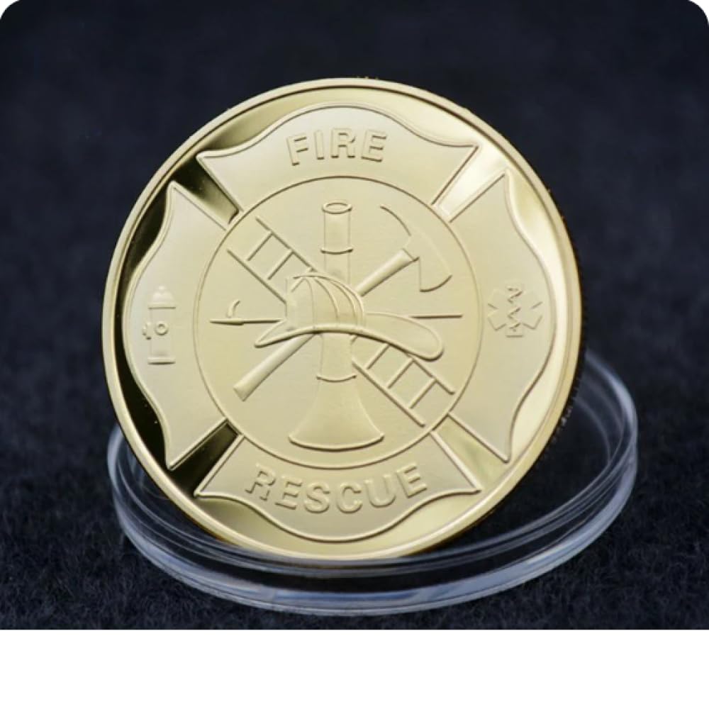 REZAJDUIE Commemorative Coin United States St. Florian Patron Saint Firefighters Gold Plated Collectible Coin