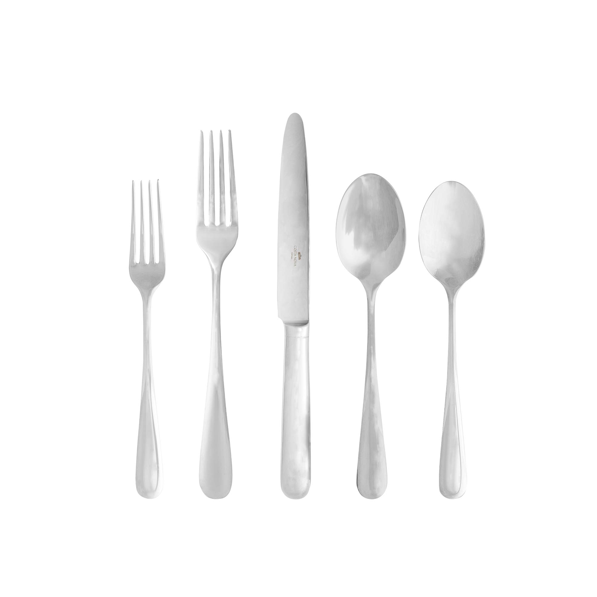 Costa Nova5-Piece Silverware Service for 1 - Lumi Collection, Polished Finish | Stainless Steel Cutlery | Dishwasher Safe Flatware | Restaurant Quality Dinnerware