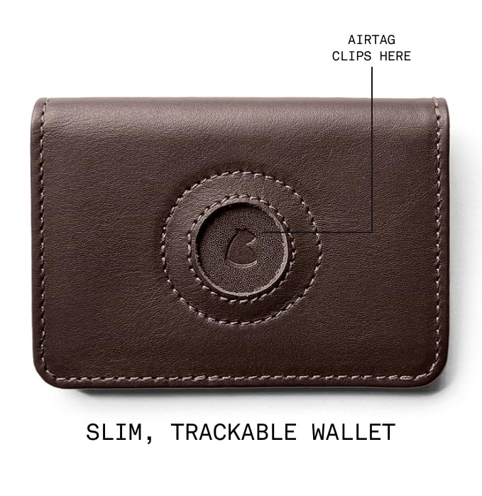 Leather Wallet for Apple AirTag NW041I – Slim Front Pocket Bifold – Handmade in Brazil – Full-Grain Leather – Holds Cards & Cash – Gift for Men – Minimalist Travel Wallet - Brown2