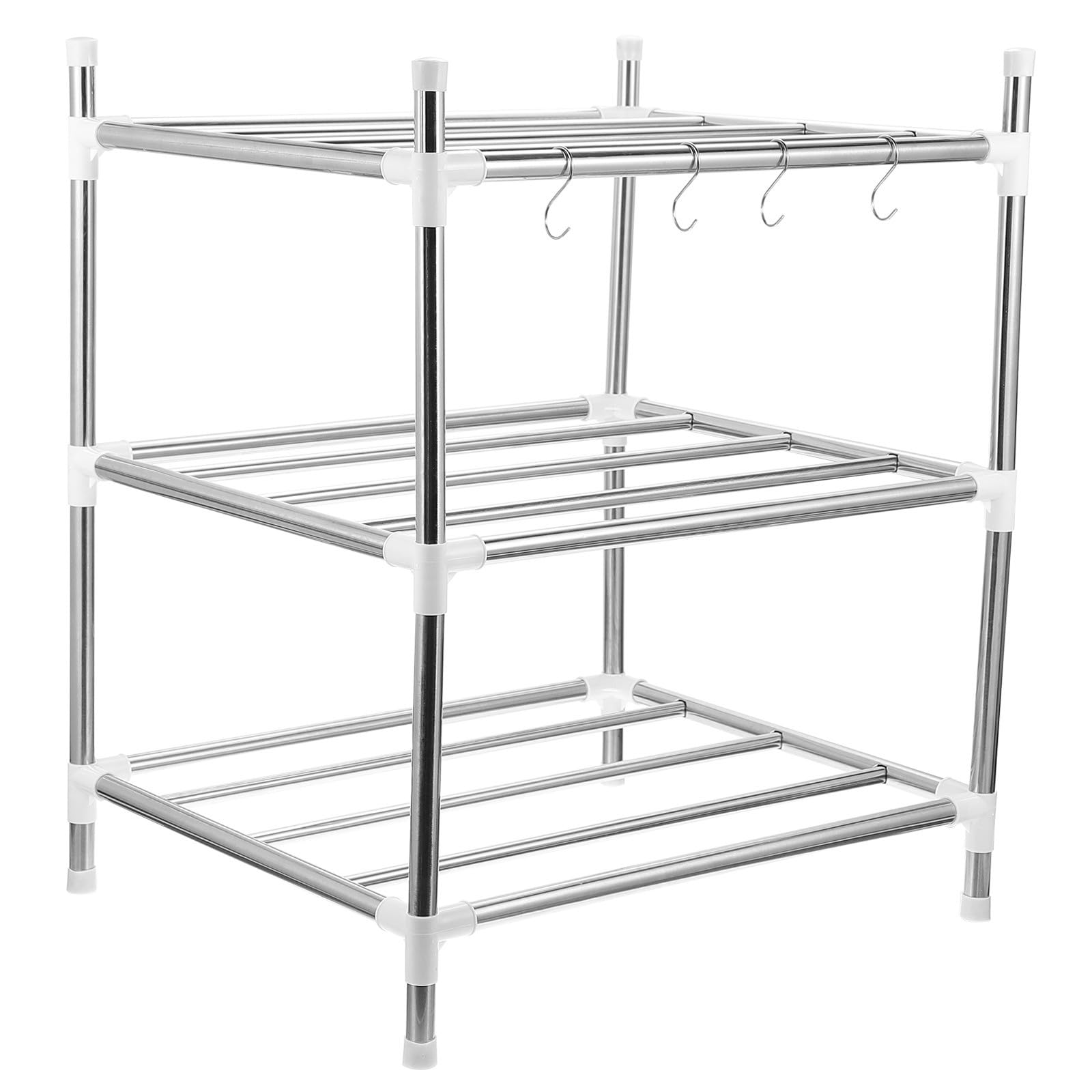 Étagère de rangement cuisine niveaux en acier inoxydable pour stockage compact en appartement
