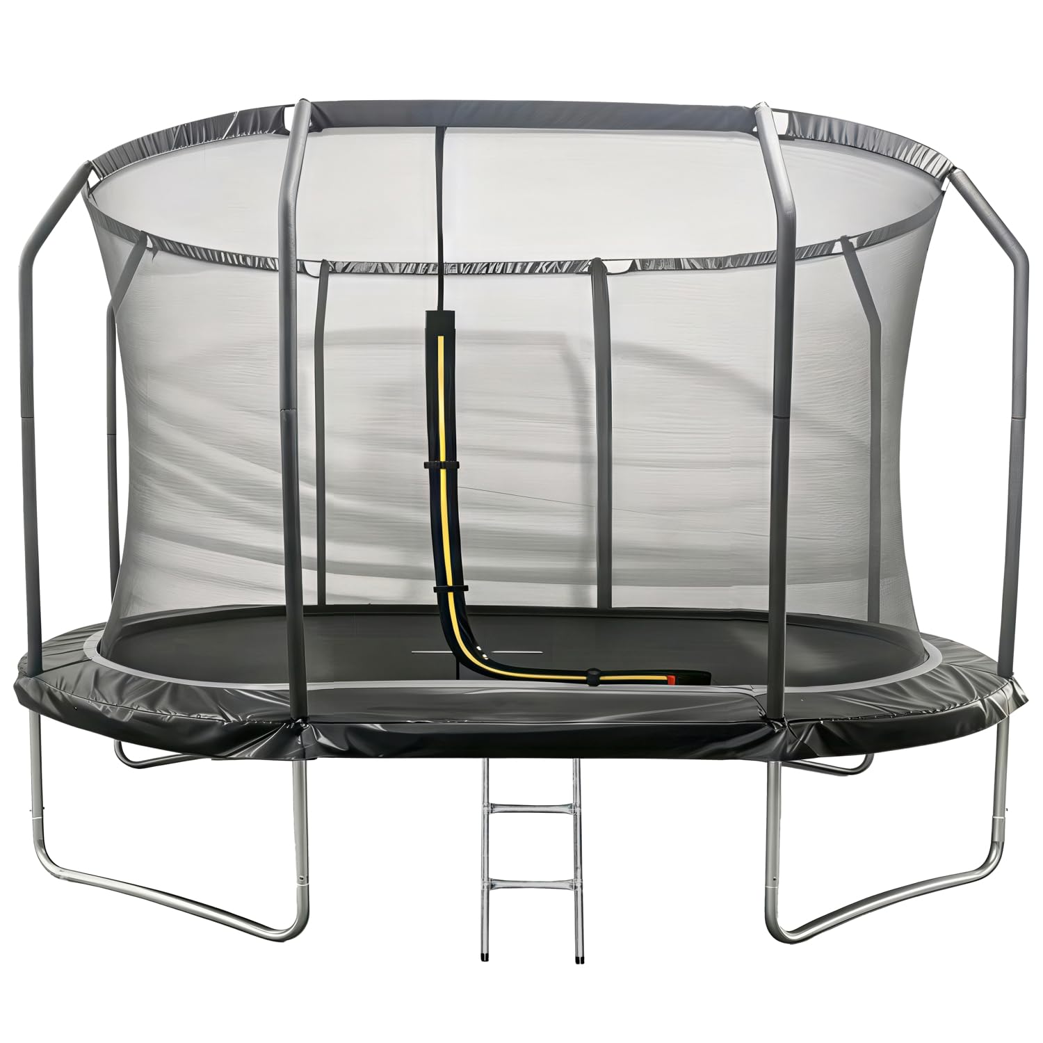 Sydney Trampolin für Kinder, oval, 366 x 244 cm, Schwarz, Gartentrampolin mit Netz und Leiter