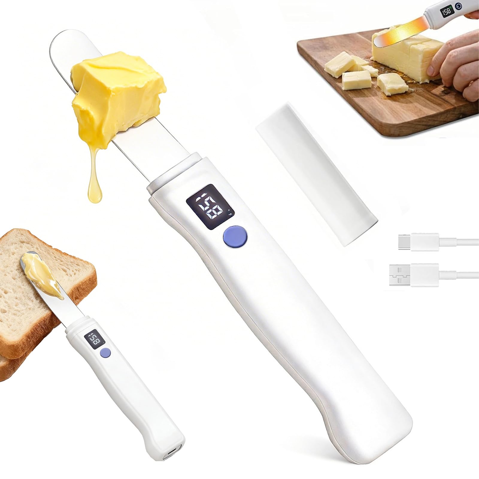Couteau à beurre chauffant en acier inoxydable pour miel et fromage