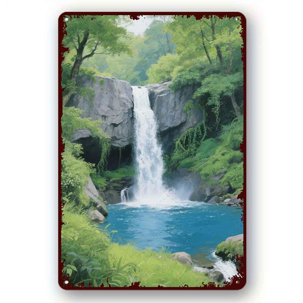 peiyeety Funny Aluminum Tin Sign Dunn's River Falls, Jamaica Tin Sign Kitchen Wall Sticker Poster Cafe Bar Man Cave Art Christmas Decor8x12 Inch