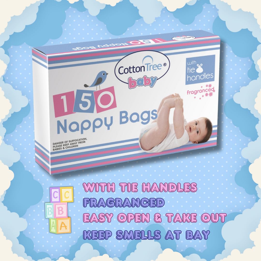 Cotton Tree Nappy Bags Scented 150pk x 3, White, small - Image 2