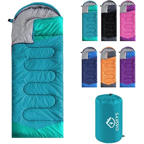 oaskys Camping Sleeping Bag - 3 Season Warm & Cool Weather - Summer Spring Fall Lightweight Waterproof for Adults Kids - Camping Gear Equipment, Traveling, and Outdoors