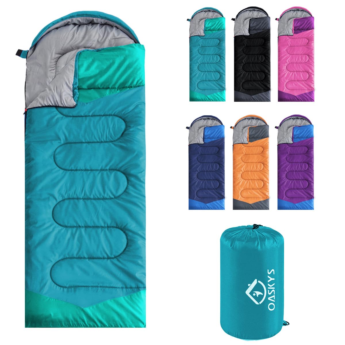 oaskys Camping Sleeping Bag - 3 Season Warm & Cool Weather - Summer Spring Fall Lightweight Waterproof for Adults Kids - Camping Gear Equipment, Traveling, and Outdoors