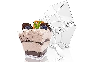 50 Pack Reusable Mini Dessert Cups with Spoons