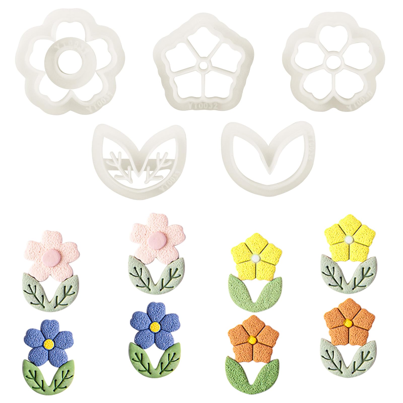 EEEKit 5Pcs Polymer Clay Earring Cutters, 5 Shapes Floral Polymer Clay Earring Making Kit,Flower Shape Plastic Cutters Molds,DIY Tools for Polymer Clay Earrings Jewelry Making